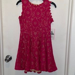 Pretty Rare Editions “Raspberry “ lace sleeveless dress- lined- SZ 10-
